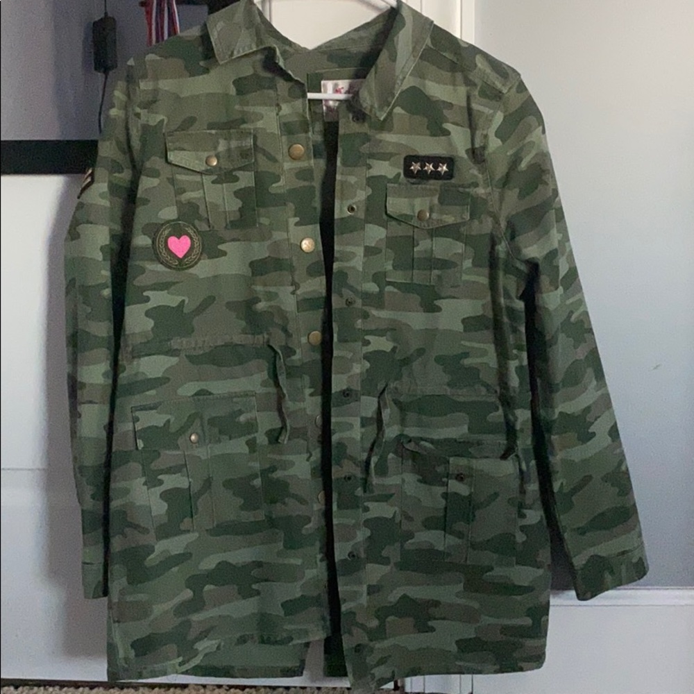 A green army Jean jacket